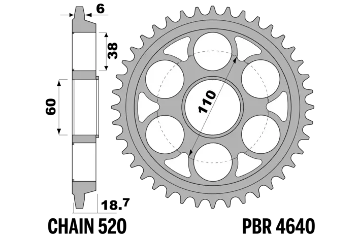 Couronne PBR acier C45 revenu 4640 - 520