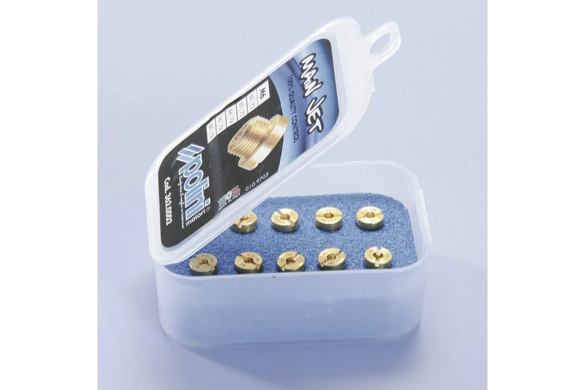 Polini jet pack. 10 jets (Dell'Orto type) of 5 mm, size 110 to 128 (360.0007)