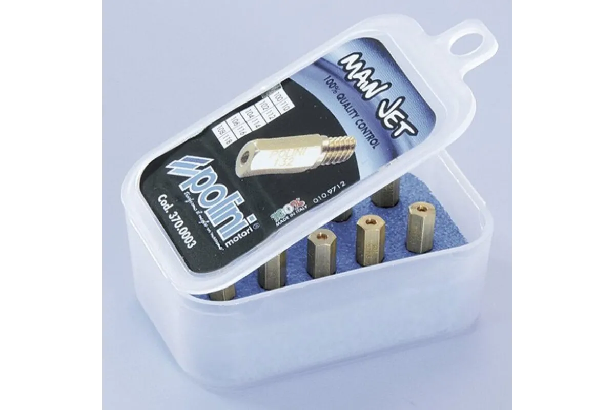 Polini main jet pack. 10 jets for Keihin/PWK carburetor, 140/158 (370.0005)