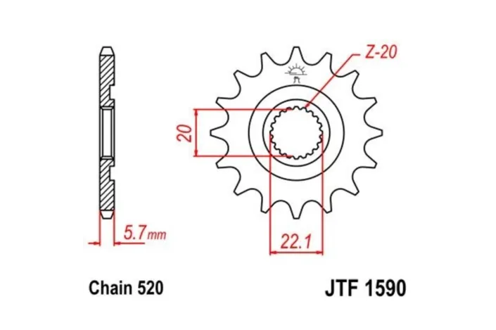 Pignon JT SPROCKETS acier standard 1590 - 520