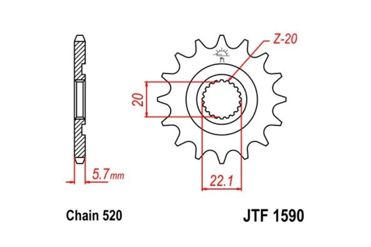Pignon JT SPROCKETS acier standard 1590 - 520