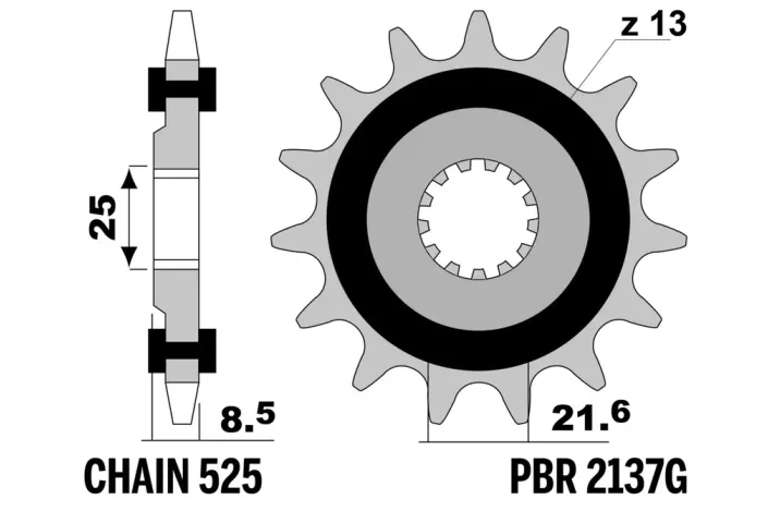 Pignon PBR acier anti-bruit 2137 - 525