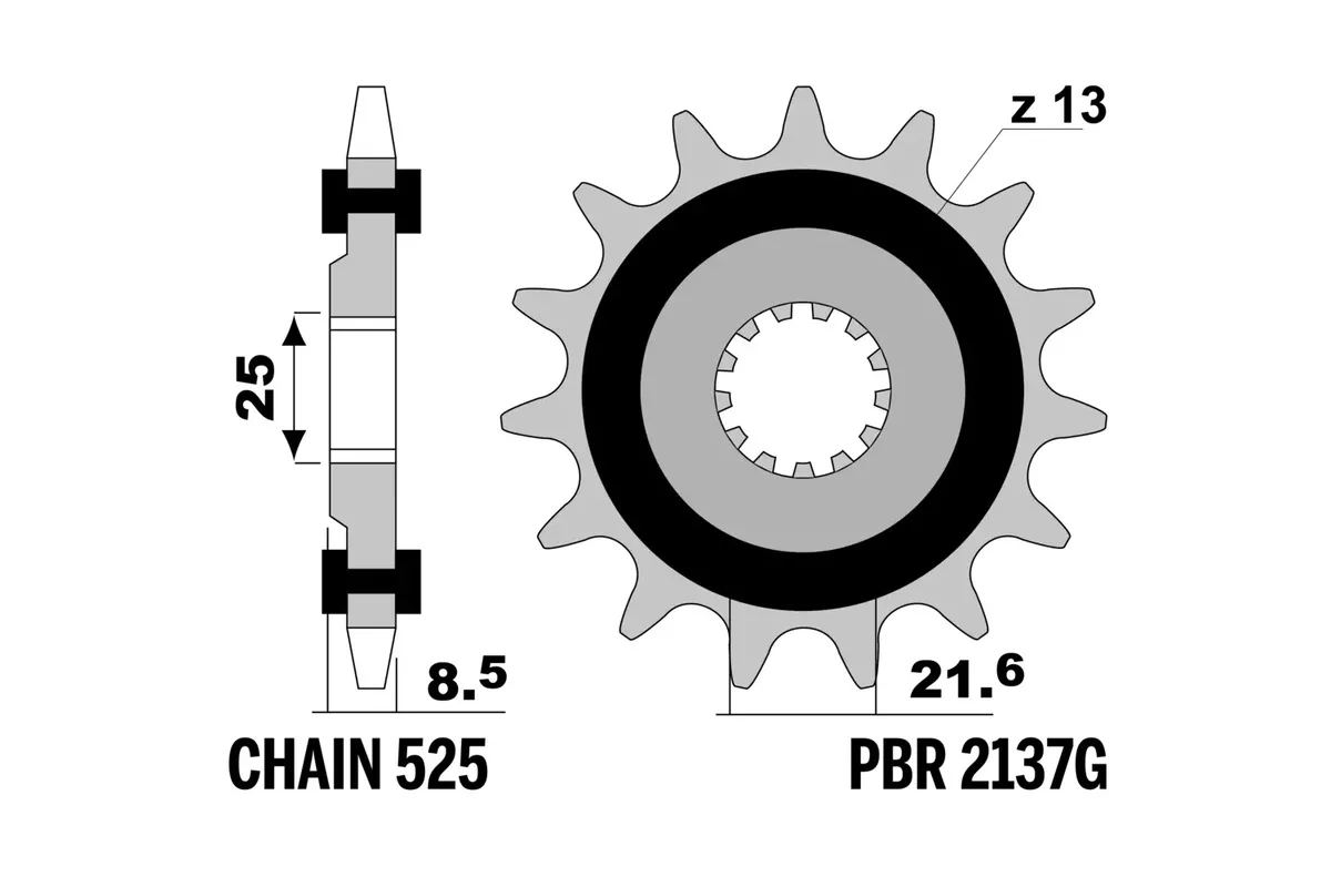 Pignon PBR acier anti-bruit 2137 - 525