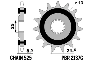 Pignon PBR acier anti-bruit 2137 - 525