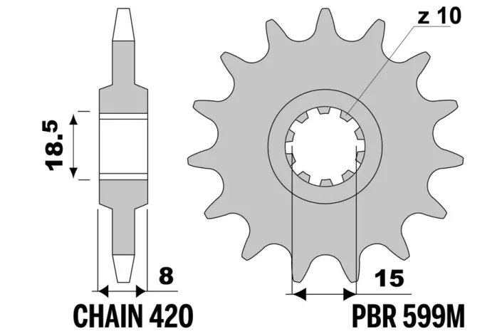 Pignon PBR acier standard 599M - 420