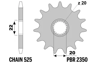 Pignon PBR acier standard 2350 - 525