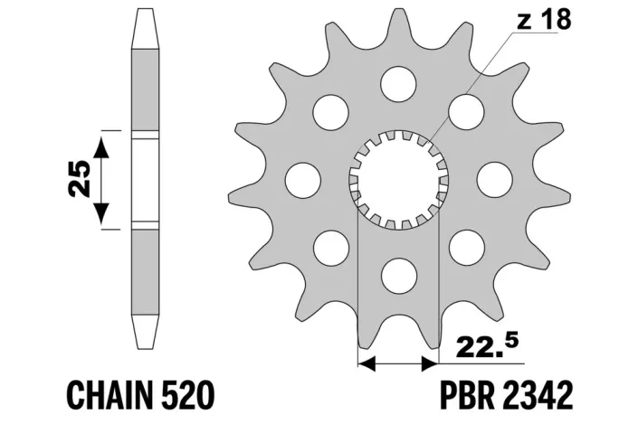 Pignon PBR acier standard 2342 - 520