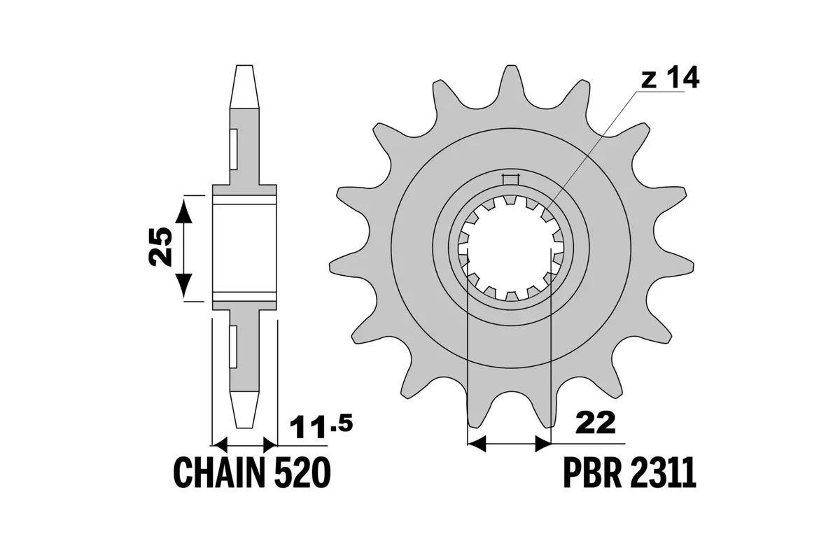 Pignon PBR acier standard 2311 - 520