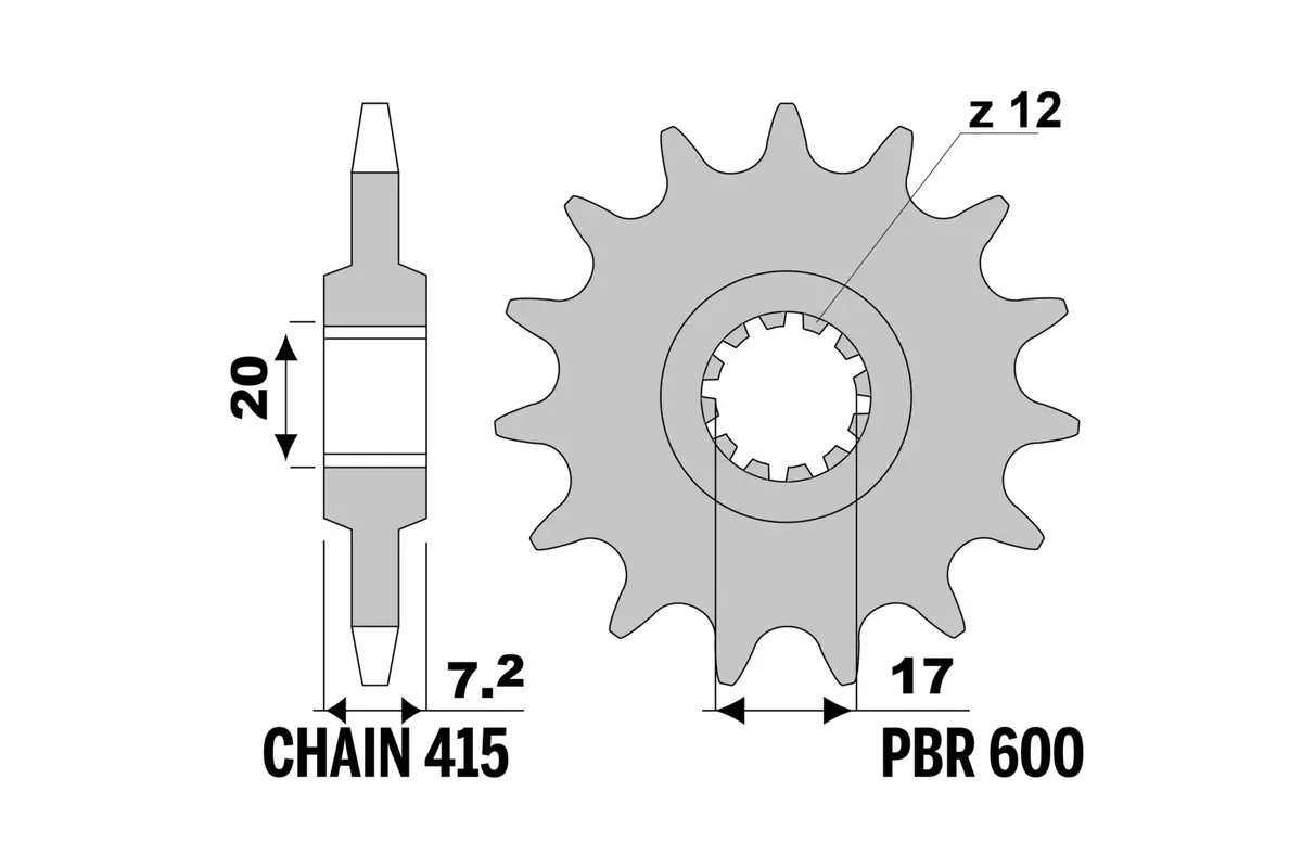 Pignon PBR acier standard 600 - 415