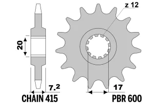 Pignon PBR acier standard 600 - 415