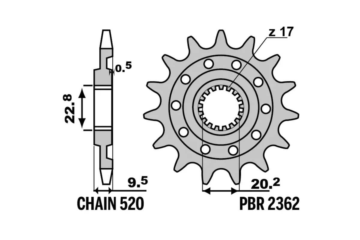 Pignon PBR acier standard 2362 - 520