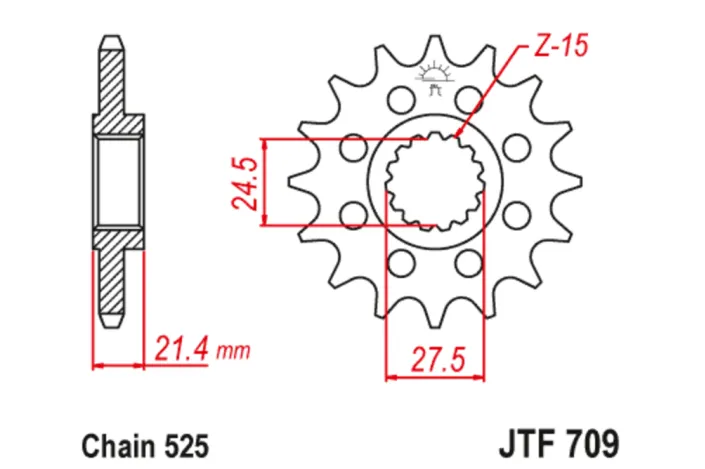 Pignon JT SPROCKETS acier anti-bruit - 525