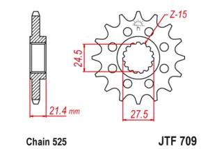 Pignon JT SPROCKETS acier anti-bruit - 525