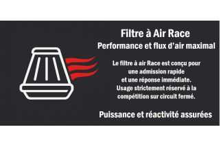 Filtre à air Race moto avec flux d’air maximal pour usage compétition.