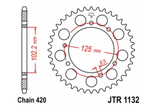 Kit chaîne JT 420 HDR - 13/53-140 - Couronne acier standard