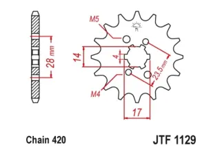 Kit chaîne JT 420 HDR - 13/53-140 - Couronne acier standard
