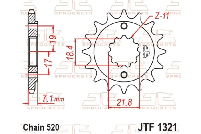 Pignon JT SPROCKETS acier anti-bruit 1321 - 520