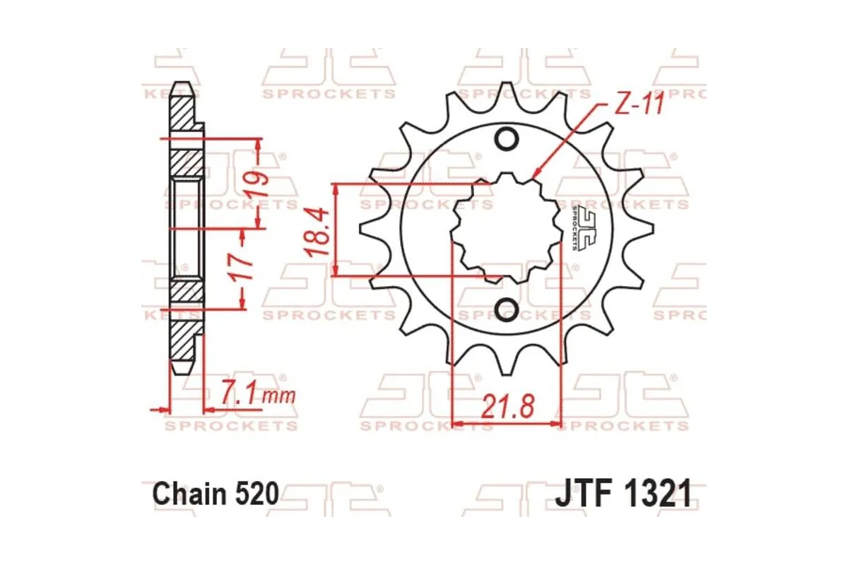 Pignon JT SPROCKETS acier anti-bruit 1321 - 520