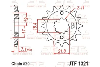 Pignon JT SPROCKETS acier anti-bruit 1321 - 520