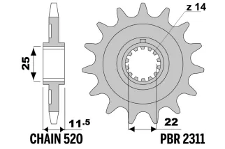 Pignon PBR acier standard 2311 - 520