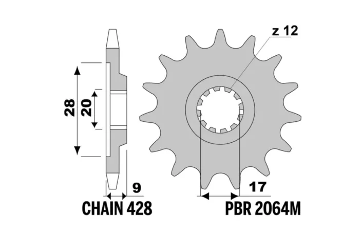 Pignon PBR acier standard - 428