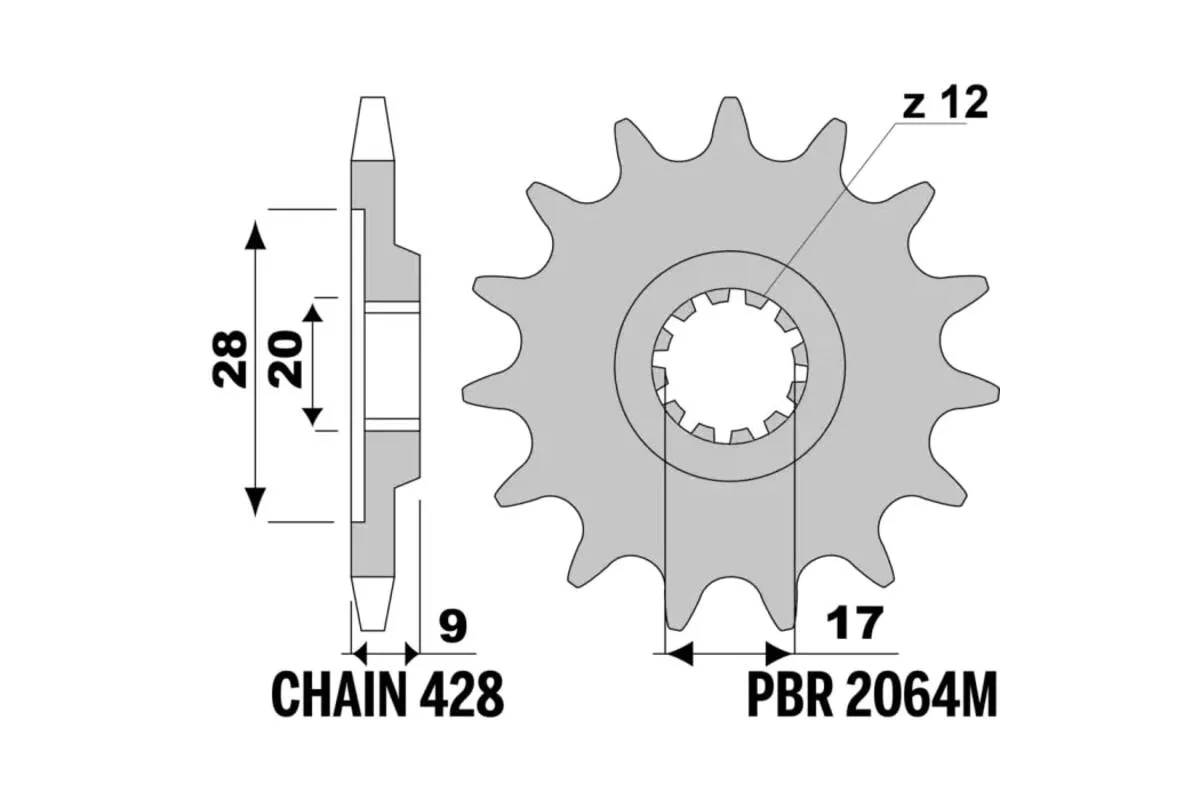 Pignon PBR acier standard - 428