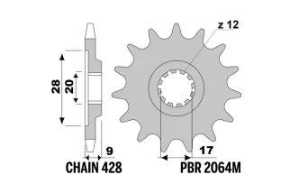 Pignon PBR acier standard - 428