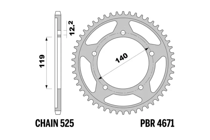 Couronne PBR acier C45 revenu 4671 - 525