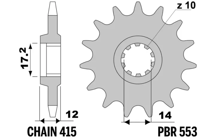 Pignon PBR acier standard - 415