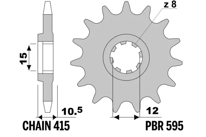 Pignon PBR acier standard - 415