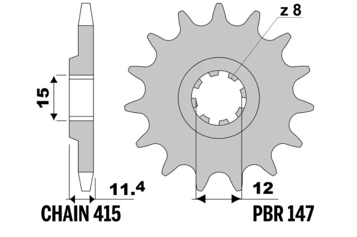 Pignon PBR acier standard - 415