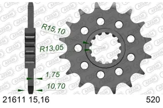 Kit chaîne AFAM 520XSR 16/43-108 - couronne standard