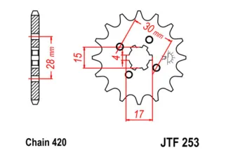 Kit chaîne JT 420 HDR - 14/42-122 - Couronne acier standard