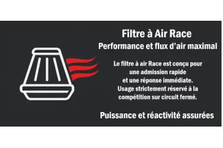 Filtre à air Race moto avec flux d’air maximal pour usage compétition.