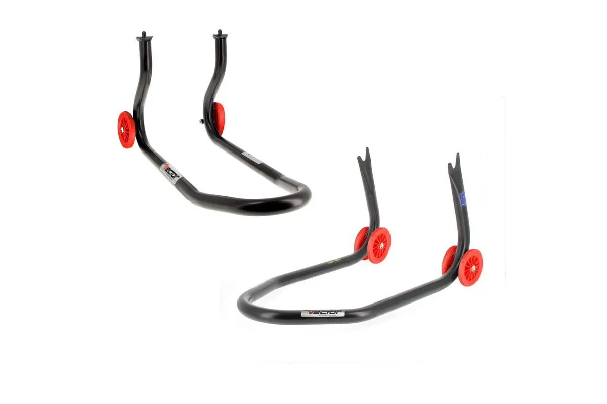 Kit béquilles fixes VECTOR avant sous fourches + arrière support en "V" - ECO