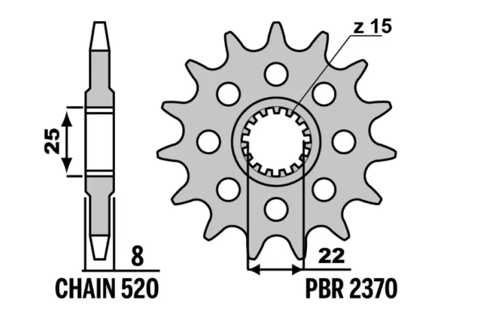 Pignon PBR acier standard - 520