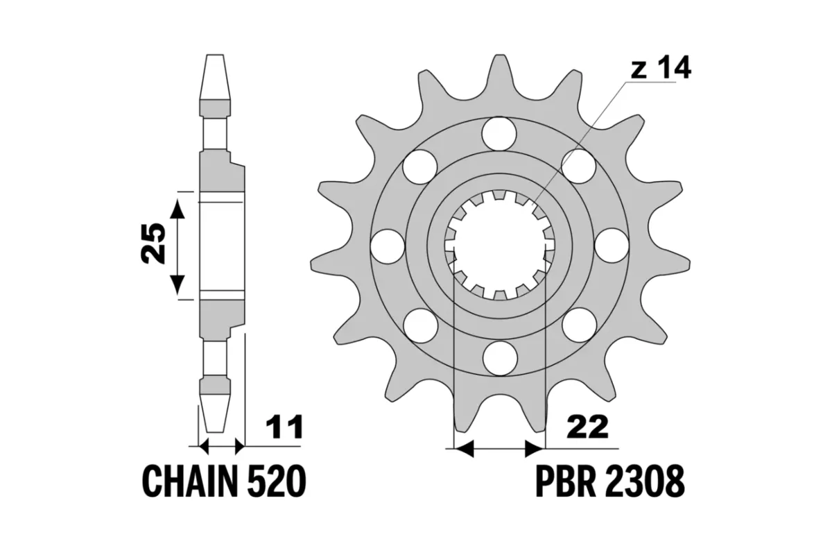 Pignon PBR acier standard - 520