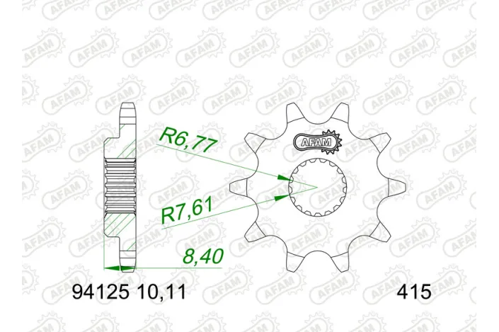 Pignon AFAM acier standard - 415