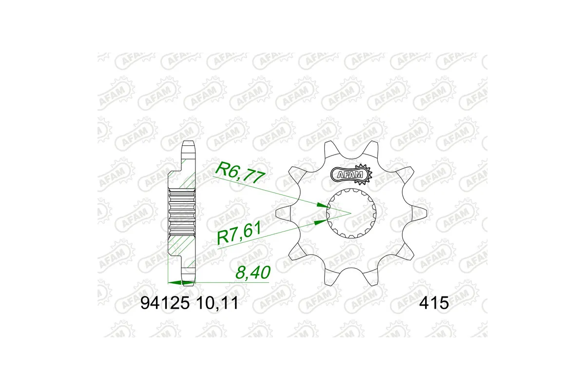 Pignon AFAM acier standard - 415