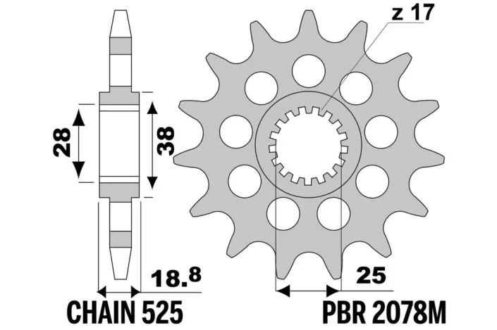 Pignon PBR acier standard - 525