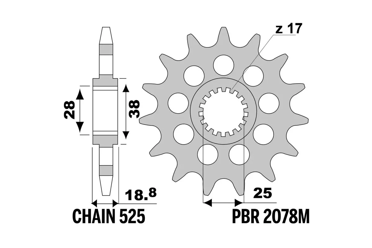 Pignon PBR acier standard - 525