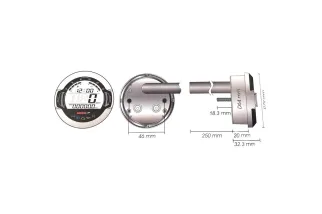 KOSO D64 DL-03S (Black) Speedometer + Tachometer +Indicator Lights (Display LCD)