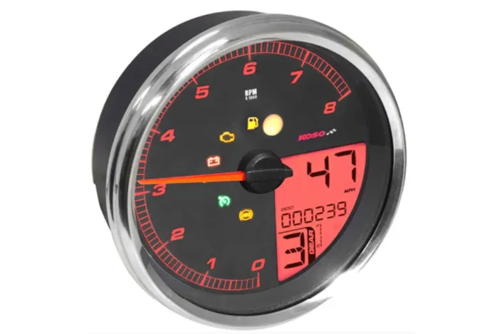 Compteur KOSO HD-05 pour Harley-Davidson - cerclage argent