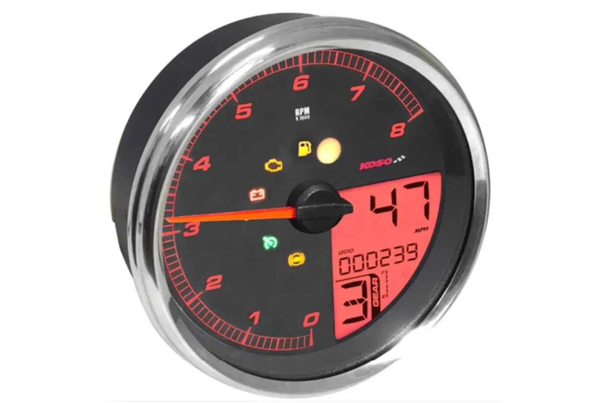 Compteur KOSO HD-05 pour Harley-Davidson - cerclage argent