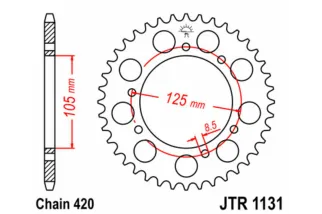 Kit chaîne JT 420 HDR - 11/62-138 - Couronne acier standard