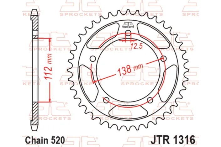 Couronne JT SPROCKETS acier standard - 520