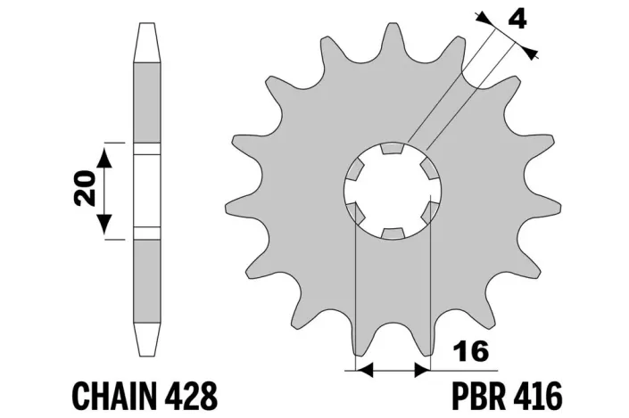 Pignon PBR acier standard - 428