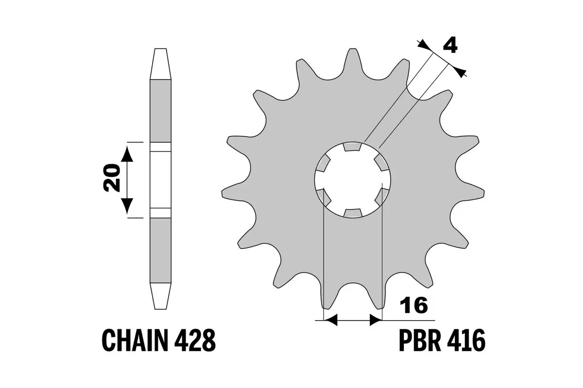 Pignon PBR acier standard - 428