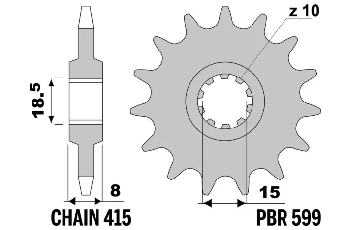 Pignon PBR acier standard - 415