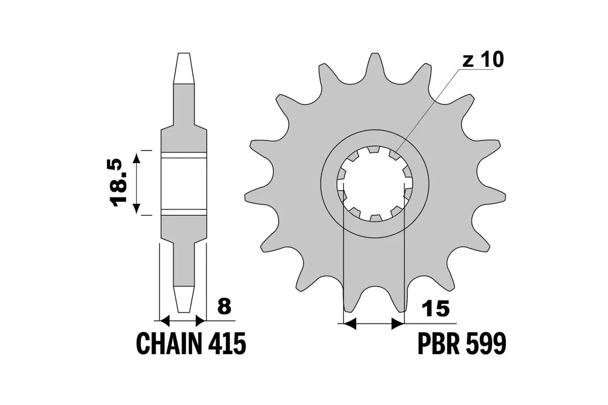 Pignon PBR acier standard - 415